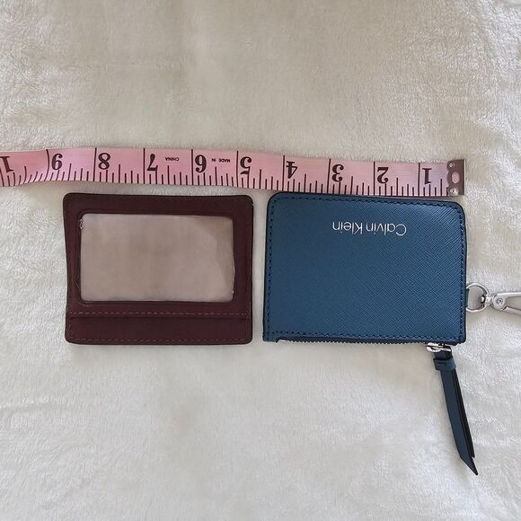 LOT: Calvin Klein & Michael Kors Card Holder Wallet Set Blue & Burgundy Leather - Picture 4 of 5